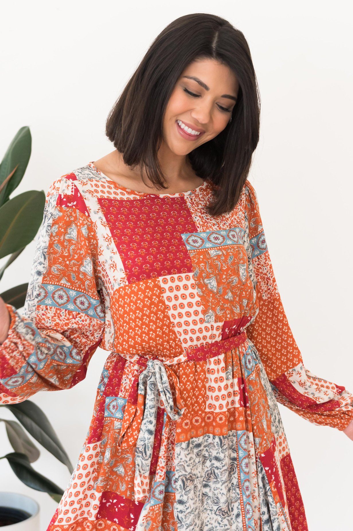 The Paislee Patchwork Modest Dress