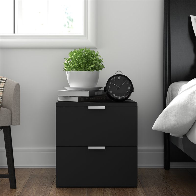 Hillsdale Delmar 2-Drawer Modern Wood Bedroom Nightstand in Matte Black