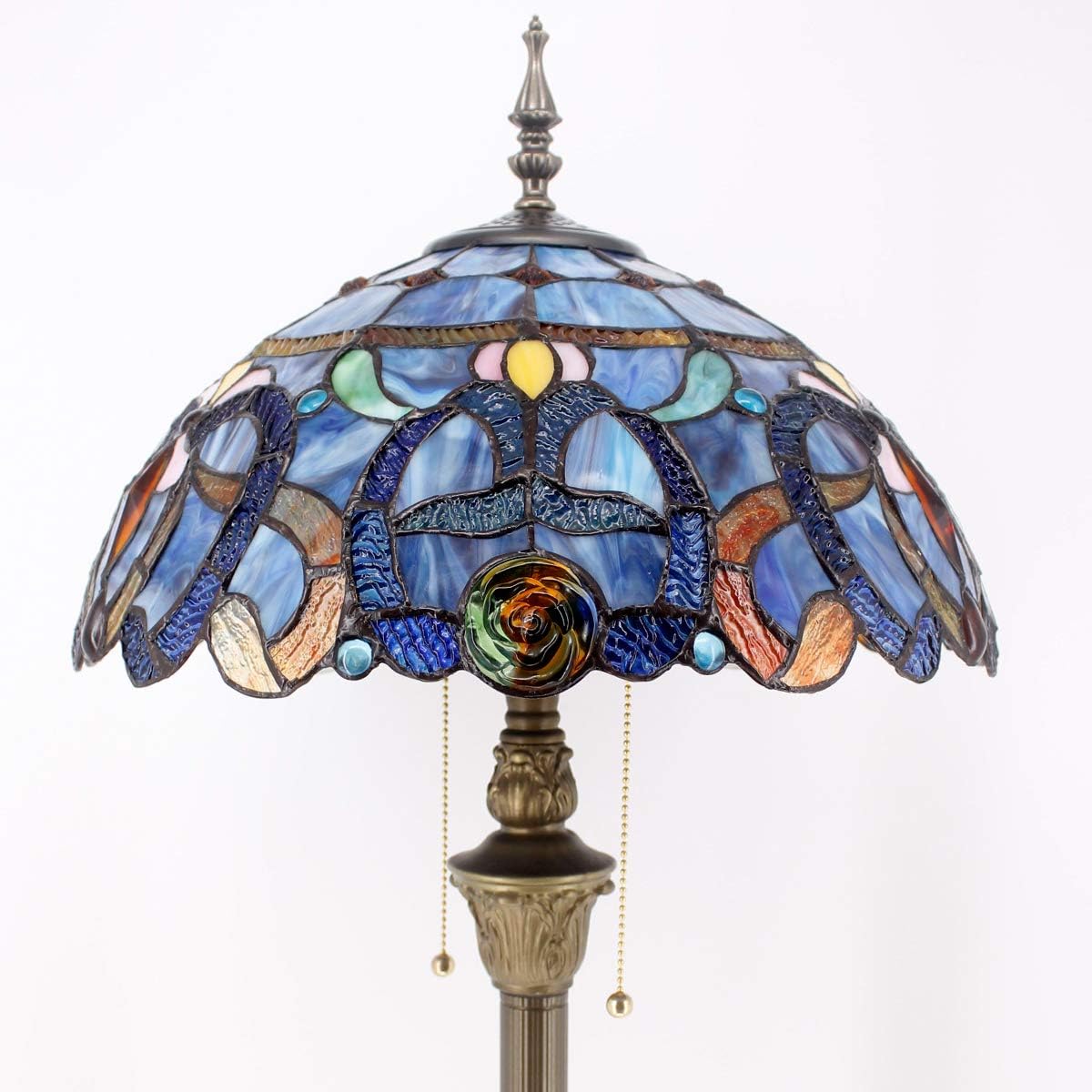 BBNBDMZ Tiffany Floor Lamp Blue Purple Cloudy Stained Glass Standing Reading Light 16X16X64 Inches Antique Pole Corner Lamp Decor Bedroom Living Room  Office S558 Series