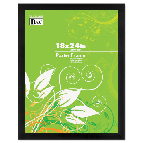 DAX Black Solid Wood Poster Frames with Plastic Window， Wide Profile， 18 x 24 (2863W2X)