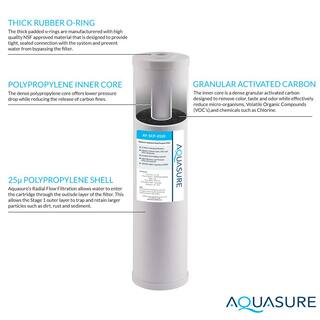 AQUASURE Fortitude High Flow Whole House 25 Micron Sediment Carbon Dual Purpose Water Treatment System 20 in. x 4.5 in. AS-F120SCP