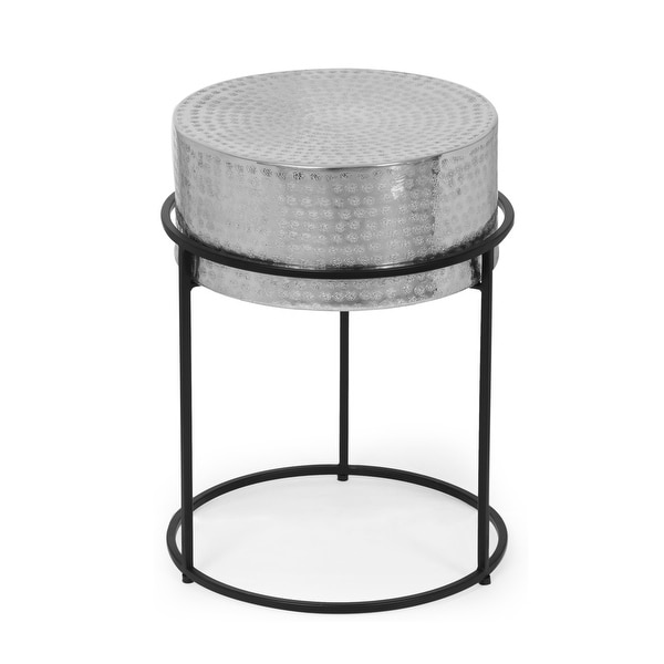 Clopton Modern Handcrafted Aluminum Round Side Table by Christopher Knight Home - 14.75