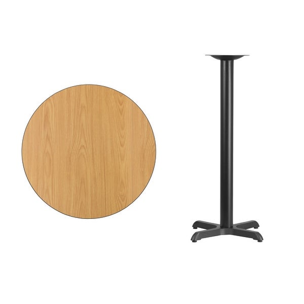 30'' Round Laminate Table Top with 22'' x 22'' Bar Height Table Base