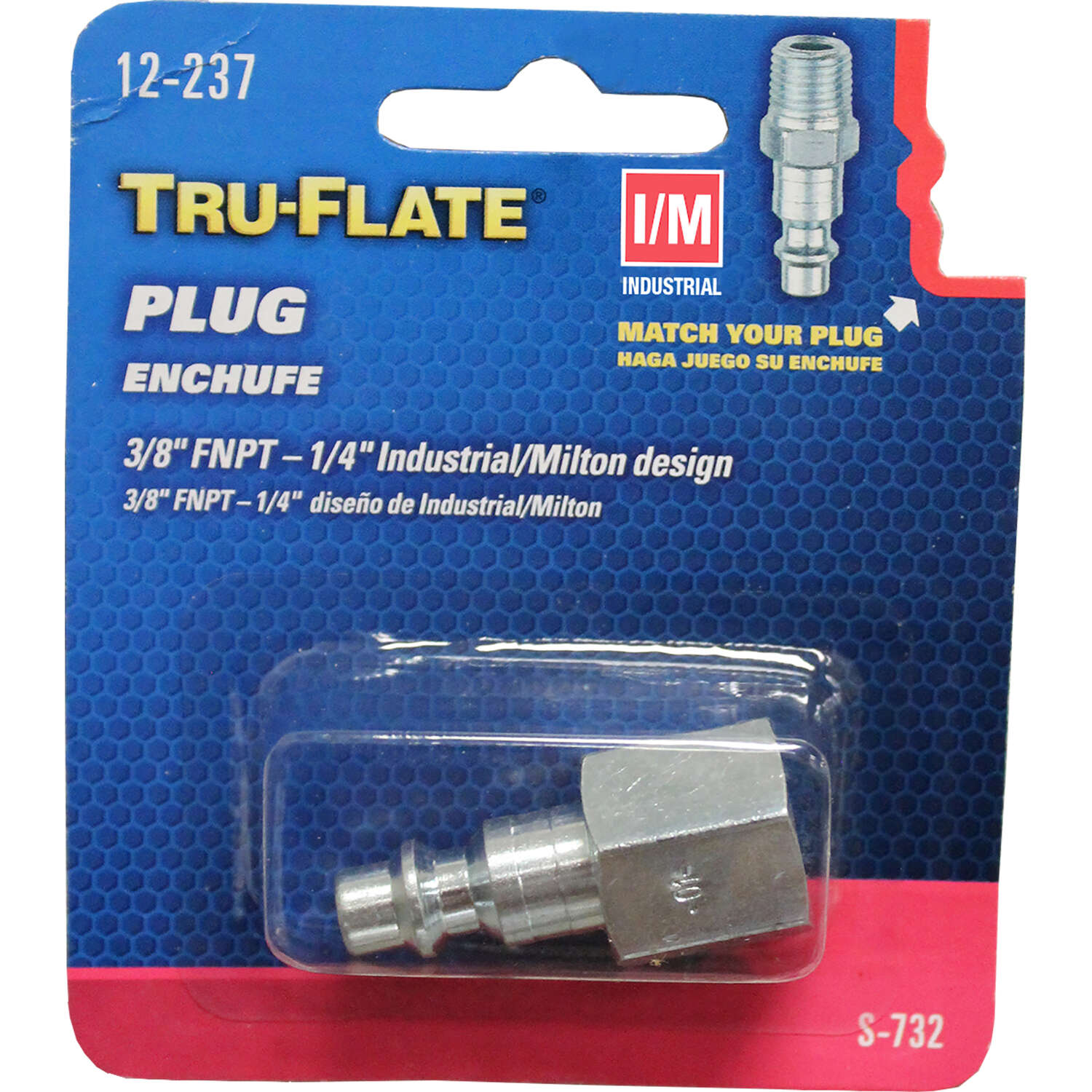 Tru-Flate Steel 1/4 in. I/M Style Plug 3/8 in. Female 1 pc