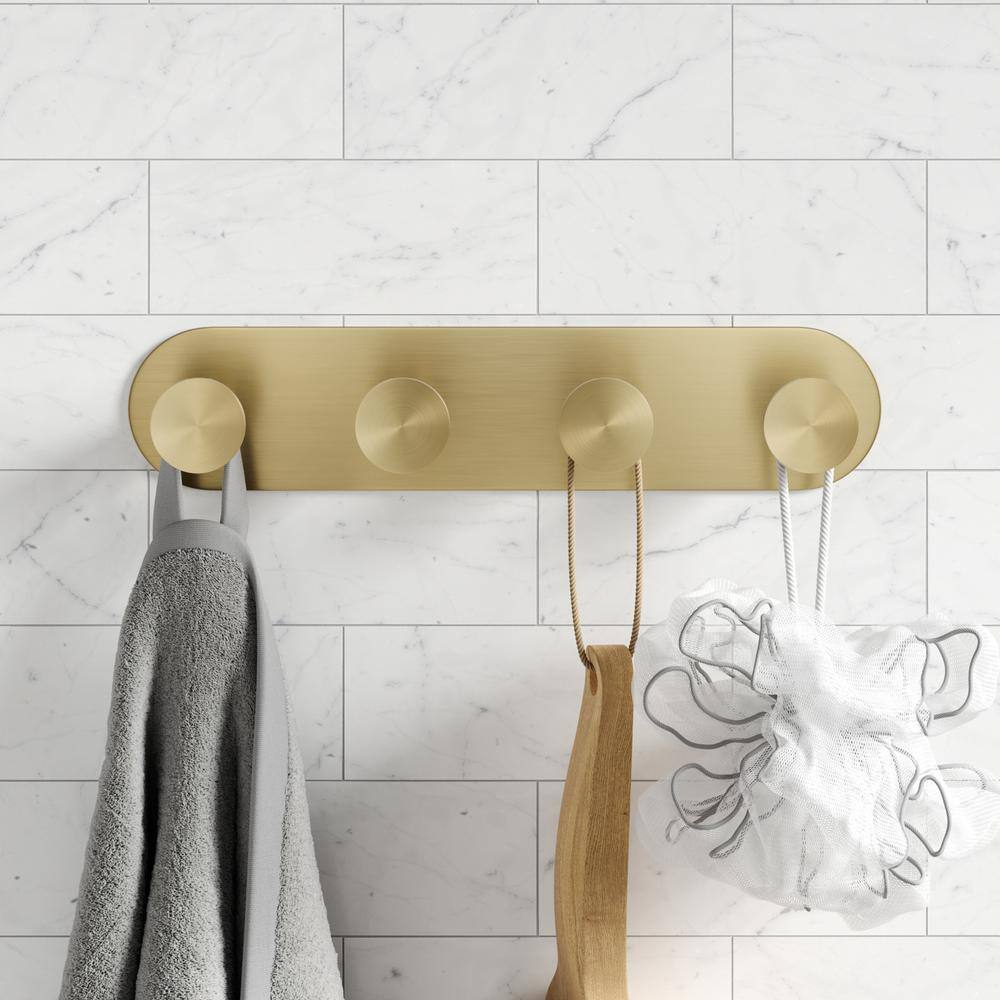 KRAUS Elie Bathroom Robe and Towel Rack with 4 Hooks in Brushed Gold KEA-18804BG