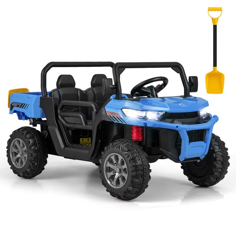 2-Seater Kids Ride On UTV, 12V Battery Powered Electric Toy Car with Remote Control, Dump Bed & Extra Shovel