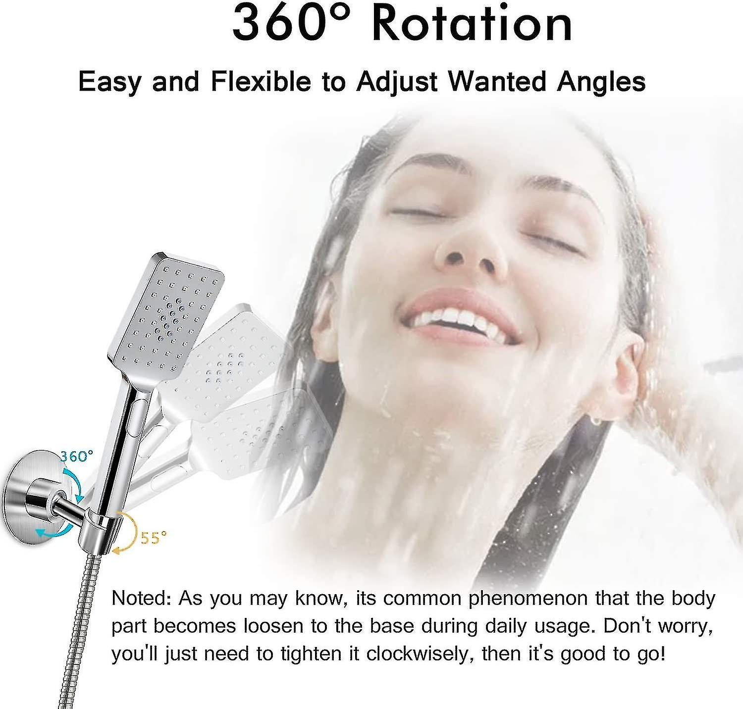 Stainless Steel Shower Head Holder， 360 Adjustable Adhesive Handheld Bathroom Shower Head Bracket， Metal Shower Spray Holder Wall Mount No Too