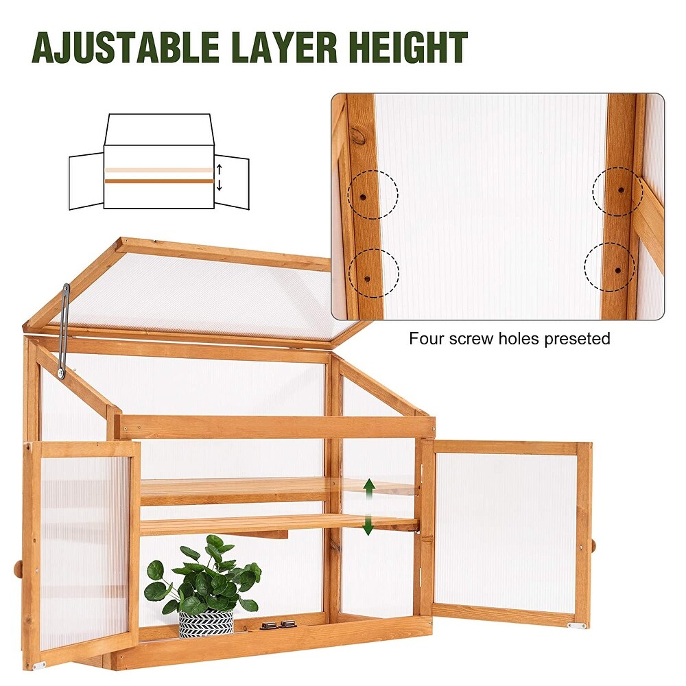 MCombo 2 Tier Cold Frame Greenhouse  Solid Wood 0160