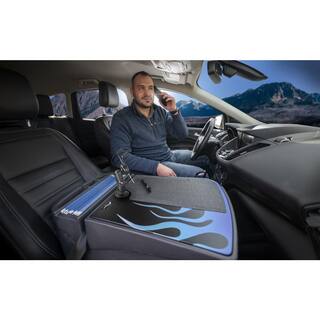 AutoExec Efficiency GripMaster Car Desk Blue Steel Flames with X-Grip Phone Mount AEGrip-02-Phone-BSF