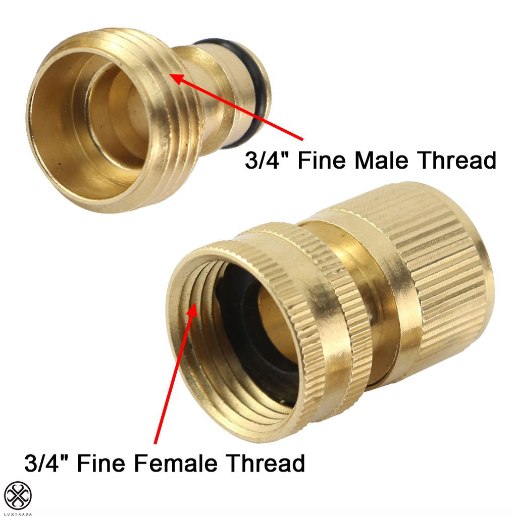 Luxtrada 4PCS 3/4' Garden Hose Quick Connect Water Hose Fit Brass Female Male Connector Set