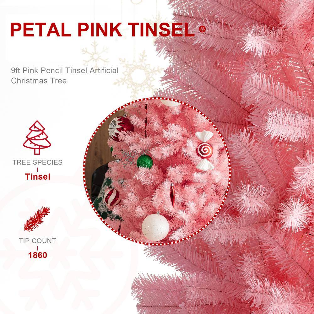 9 ft. Pink Pencil Tinsel Artificial Christmas Tree