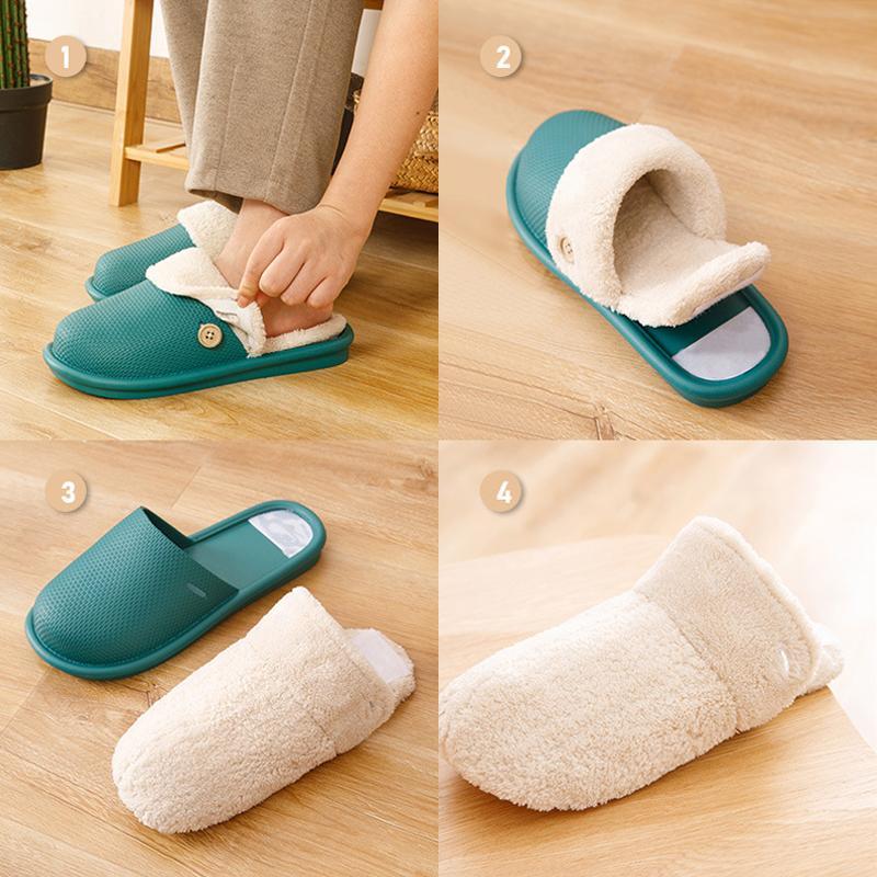 Removable waterproof non-slip cotton slippers