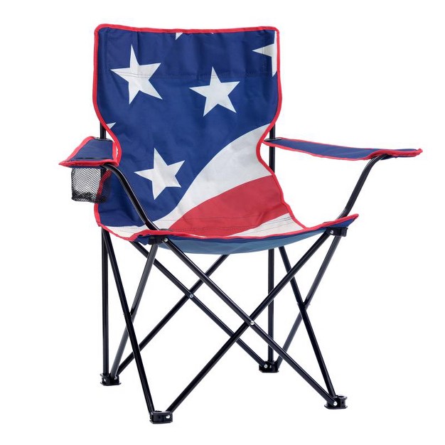 Quikshade Red white blue Usa Classic Folding Quad Chair