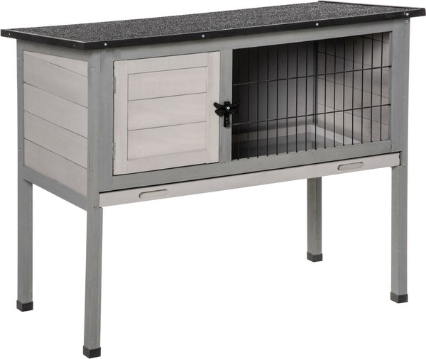 PawHut Hinged Asphalt Roof Elevated Rabbit Hutch