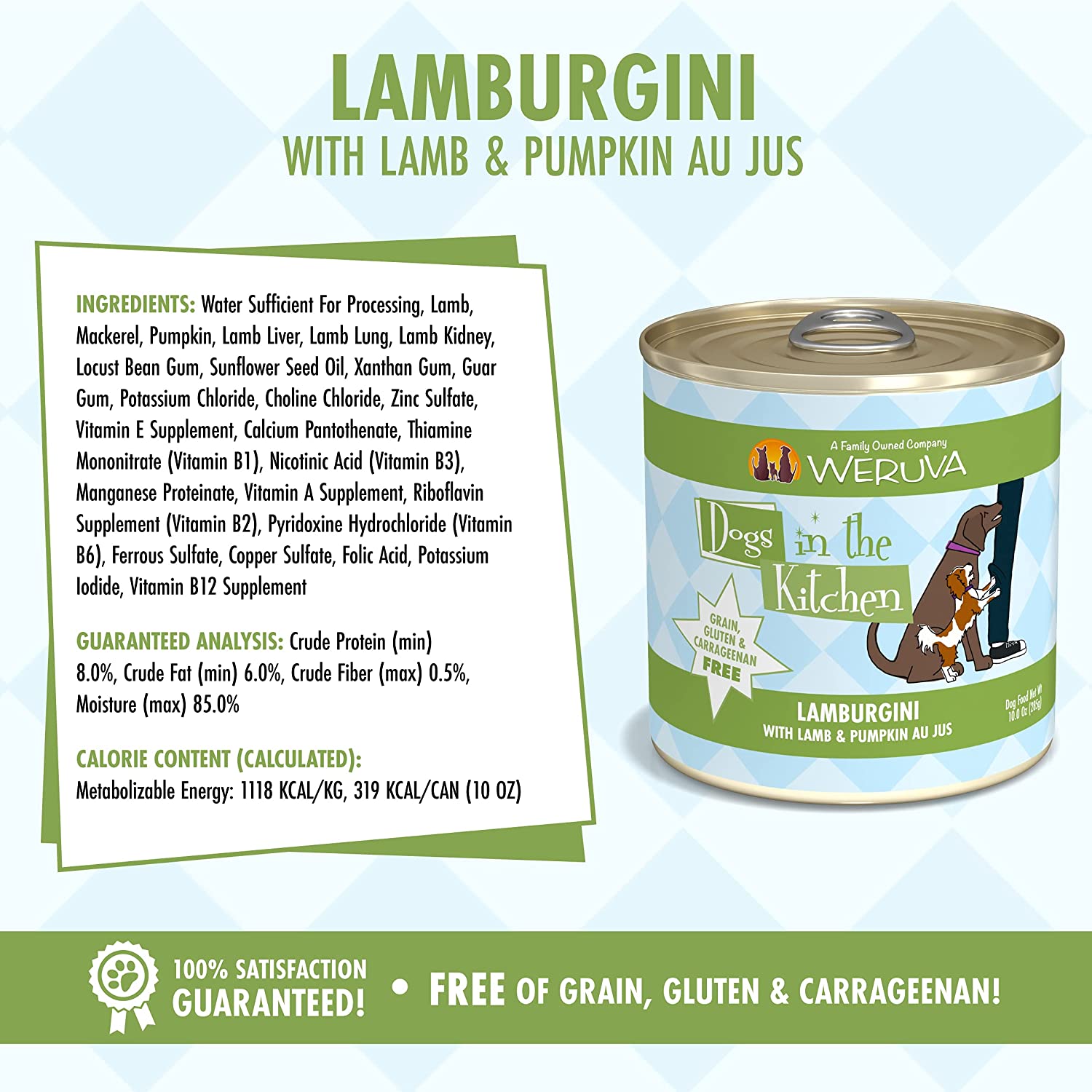 Weruva Dogs in the Kitchen Lamburgini with Lamb and Pumpkin Au Jus Grain-Free Canned Dog Food 10-oz can case of 12