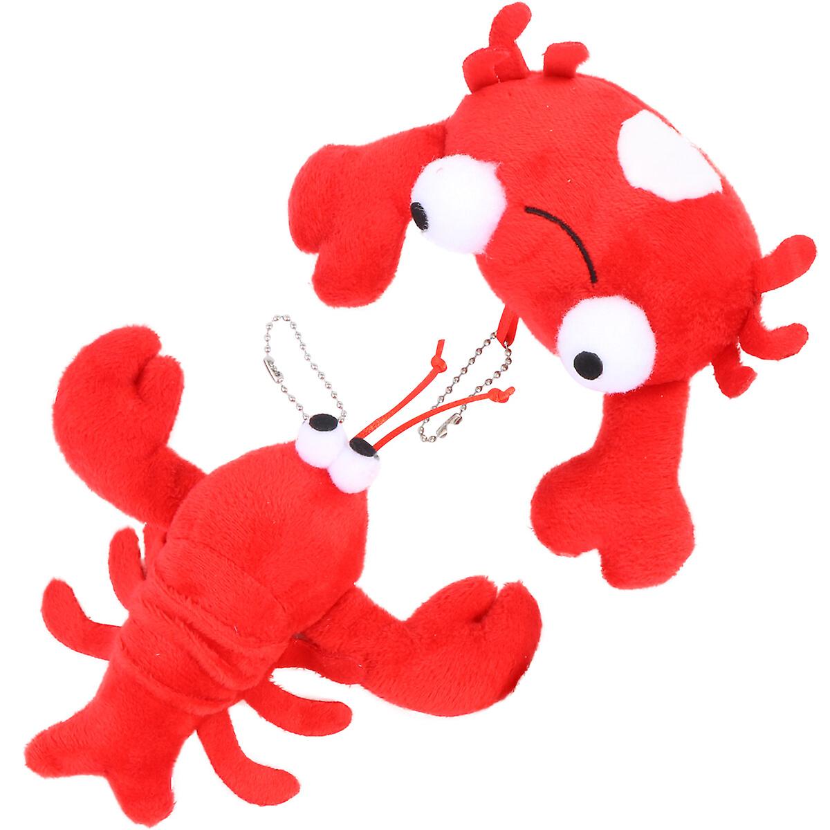 2pcs Fluffy Pendant Bag Charm Lobster Pendant Crab Keychain Pendant Plush Toy