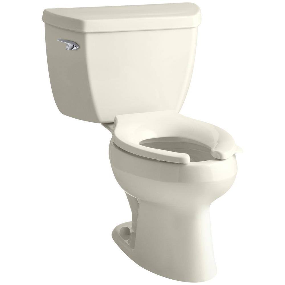 KOHLER Wellworth Classic 2-Piece 1.6 GPF Single Flush Elongated Toilet in Biscuit K-3505-96