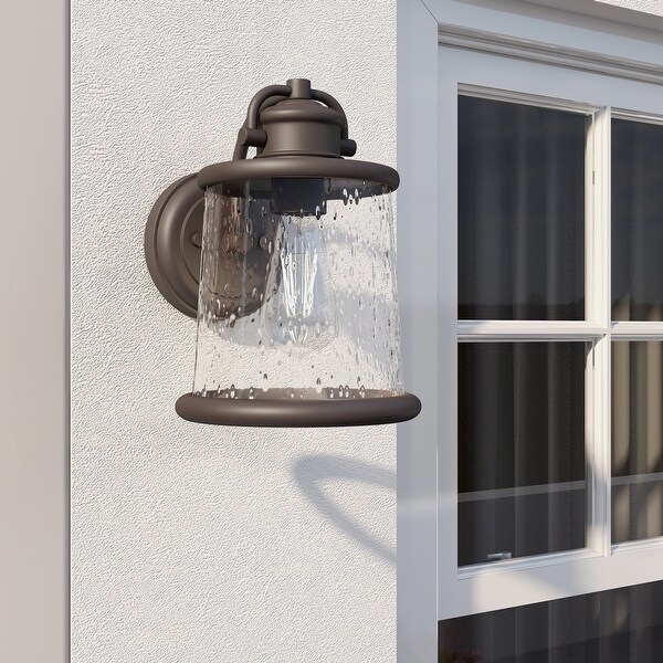 1-light outdoor wall light with light black finish and  seeded glass Shopping - The Best Deals on Outdoor Wall Lanterns | 39888131