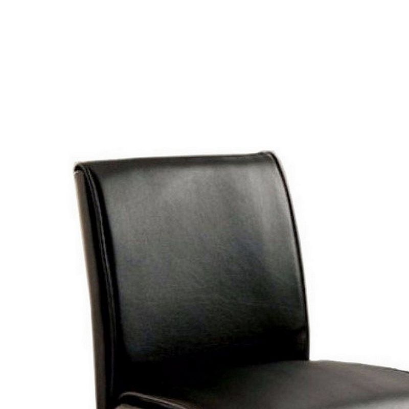 Leatherette Counter Height Chair with Wooden Legs， Set of 2， Black