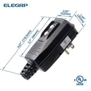 ELEGRP 4.67 in. 15 Amp Auto Reset 3 Prong Portable GFCI Replacement Right Angle Plug Assembly EG20PAS0201-5P