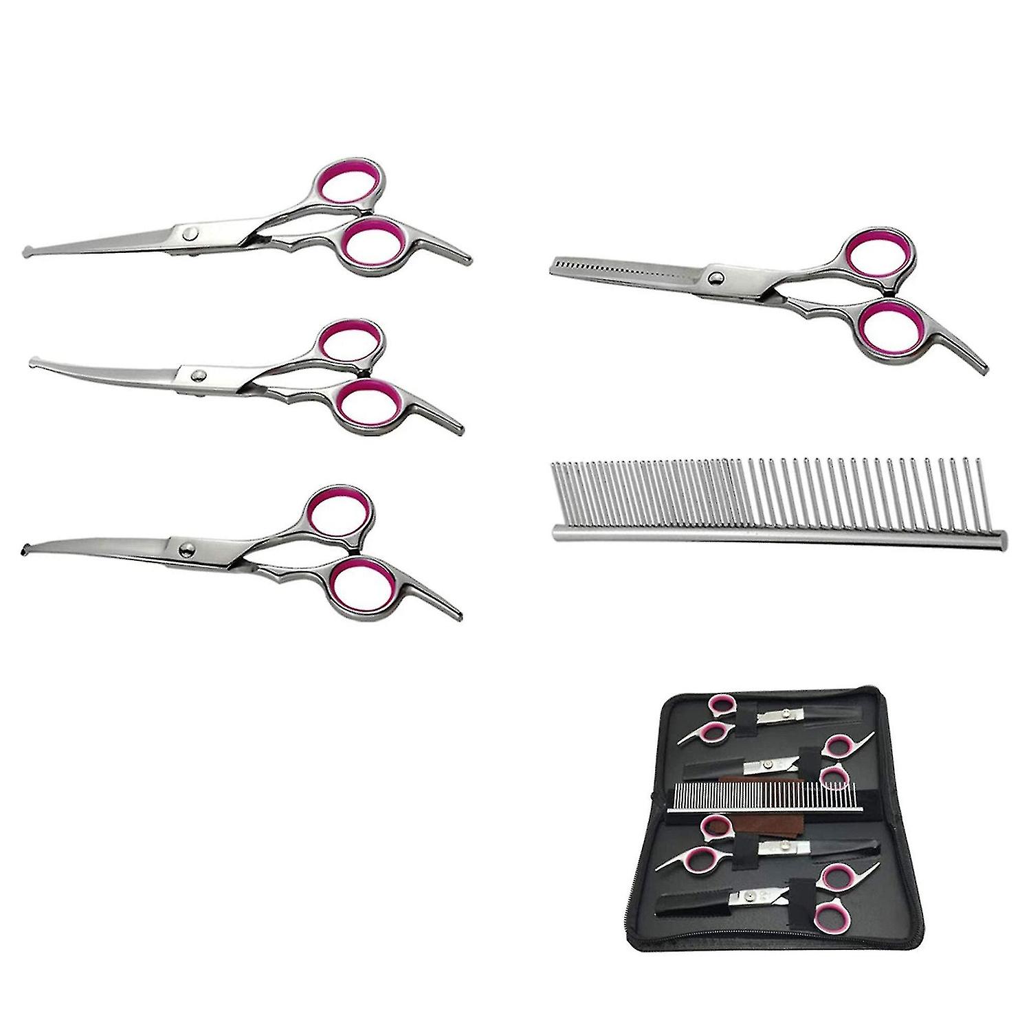 7 Inch Dog Grooming Kit Pet Cat Grooming Scissors Tool Round Tips Professional Stainless Steel Curve