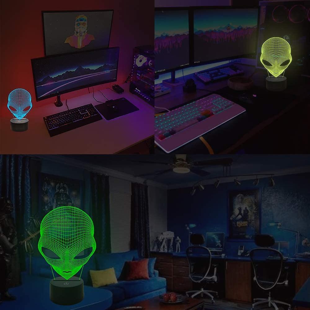 3d Night Light Alien Night Light Martian Et Projection Led Lamp Alien Illusion Lamp For Kids Room Home Decor Christmas Birthday Gifts With Remote Cont