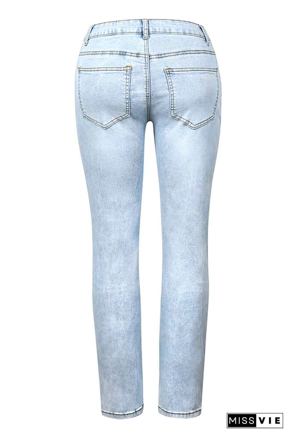 Light Blue High Waist Ripped Skinny Jeans