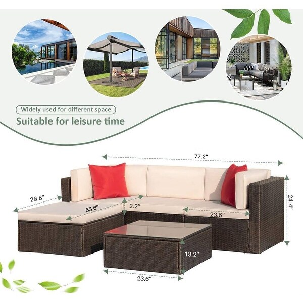 Homall 5 Pieces Wicker Patio Furniture Sets Rattan Outdoor Sectional Sofa