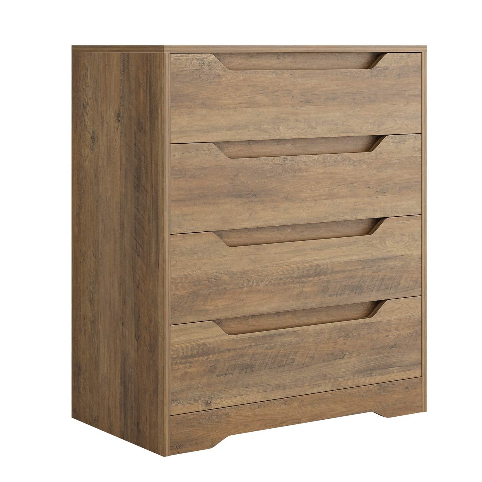 Modern 4 Drawer Dresser， Wood Chest of Drawers with Storage， Clothing Organizer with Cut-Out Handle， Storage Cabinet - - 37668591