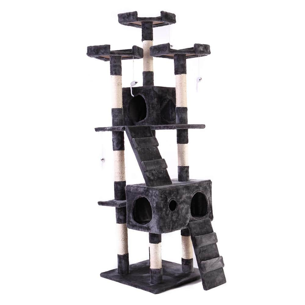 COZIWOW 67 in. H Multi-Level Cat Tree Gray Kitten Condo CW12W0052