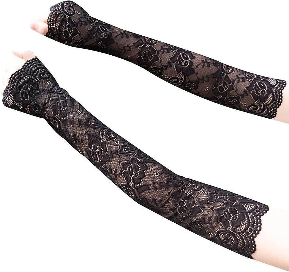 1 Pair Ice Silk Lace Sun Protection Sleeve Gloves Summer Lace Thin Ice UV Arm Sleeves Sun Protection