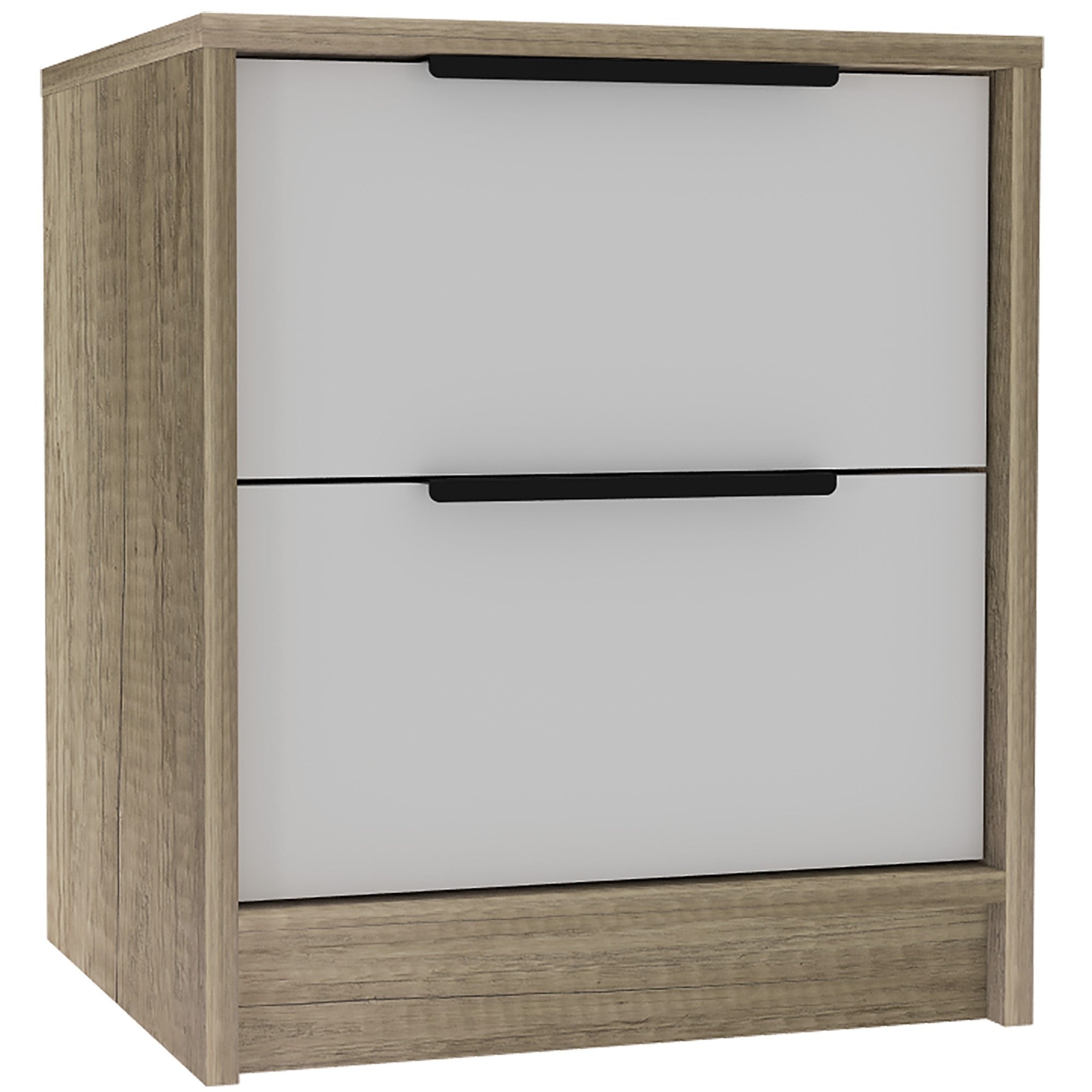 Mod Light Oak and White Two Drawer Nightstand - - 35567743