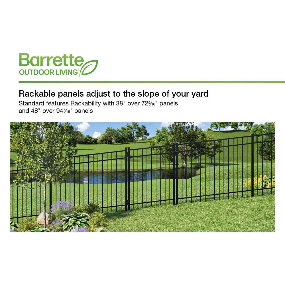 Barrette Outdoor Living Natural Reflections Standard-Duty 4-12 ft. H x 6 ft. W Black Aluminum Pre-Assembled Fence Panel 73002356