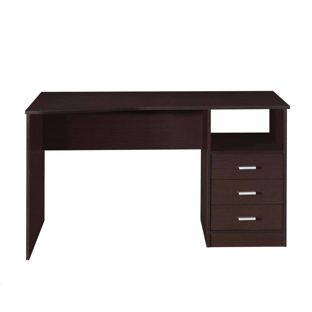 TECHNI MOBILI 51.25 in. Rectangular Wenge 3 Drawer Computer Desk with Built-In Storage RTA-8404-WN