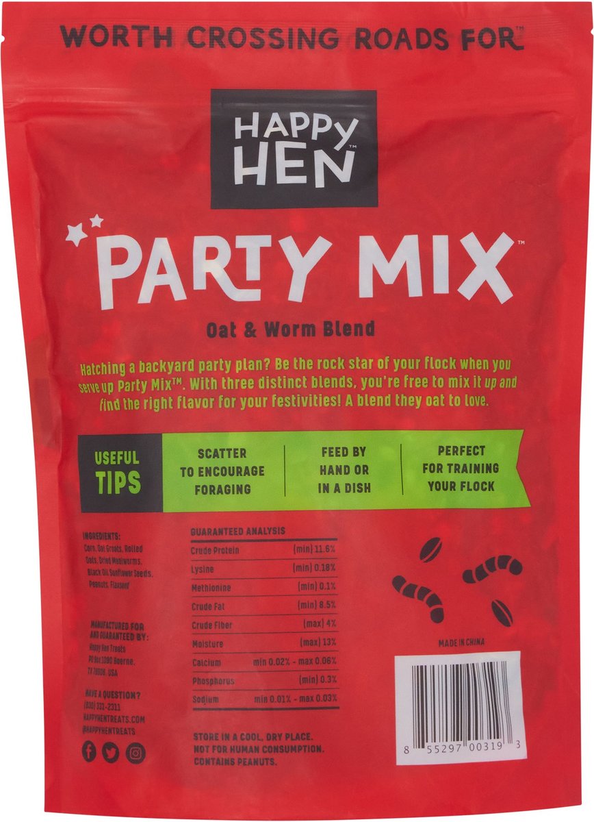 Happy Hen Treats Oat and Mealworm Party Mix Poultry Treats