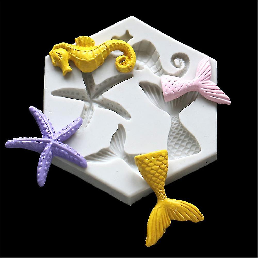 Mermaid Starfish Seahorse Shaped Silicone Mold Diy Fondant Cake Decorating Tool Epoxy Resin Glue Mold Kitchen Baking Accessoriesaa