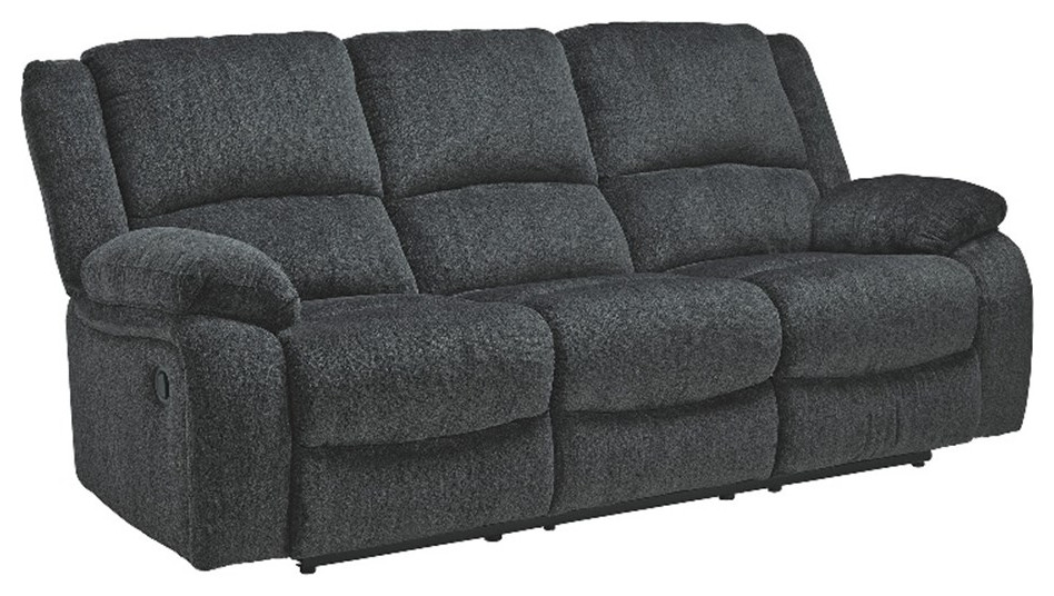 Fabric Upholstered Reclining Sofa with Pillow Arms Gray   Transitional   Sofas   by Homesquare  Houzz