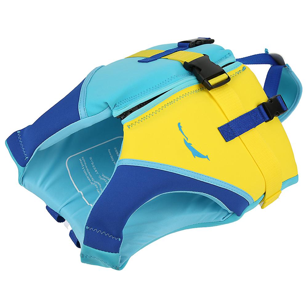 Neoprene Blue Yellow Summer Children Life Jacket Fin Buoyancy Floating Safety Vest For Drifting Swimmingm