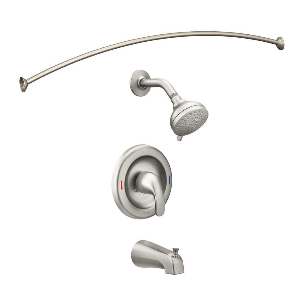 MOEN Adler SingleHandle 4Spray Tub and Shower Faucet with Shower Rod in Spot Resist Brushed Nickel