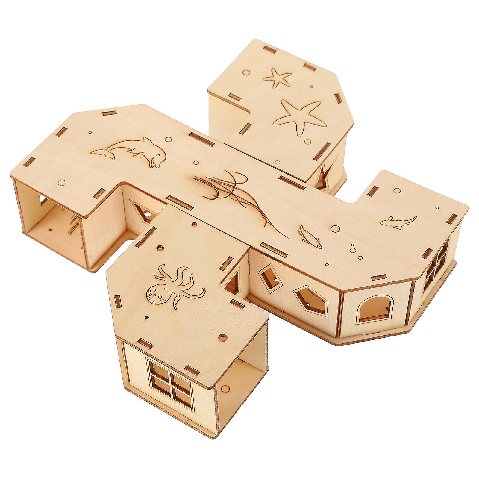 Wooden Hamster Tunnel Maze Toy Pet Labyrinth Toy Small Animals Exercising Toy