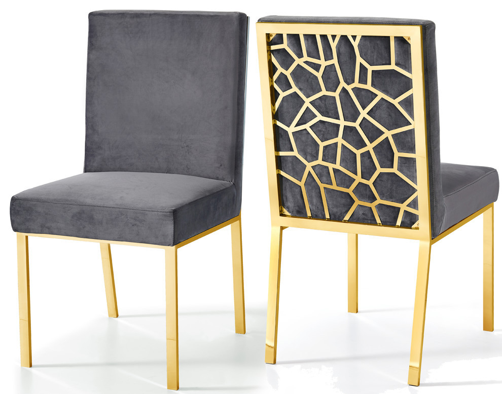 The Weaver Dining Chair  Velvet  Set of 2   Contemporary   Dining Chairs   by Meridian Furniture  Houzz