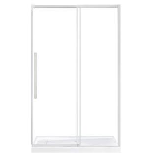 Glacier Bay Tidal 48 in. W x 78.74 in. H Sliding Semi Frameless Shower Door in Nickel GBSH152