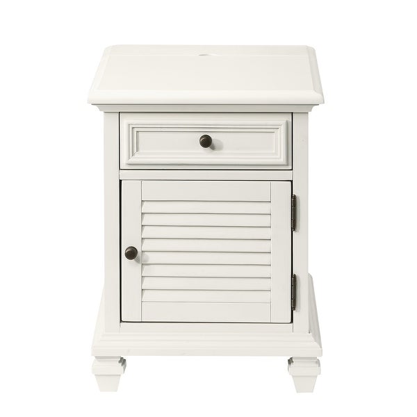 The Gray Barn Castana Modern Farmhouse Soft White End Table with USB