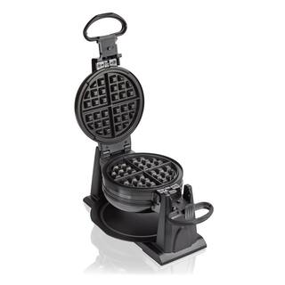 Hamilton Beach 1300 W Double Waffle Black Rotating Belgian Waffle Maker with Removable Plates 26201