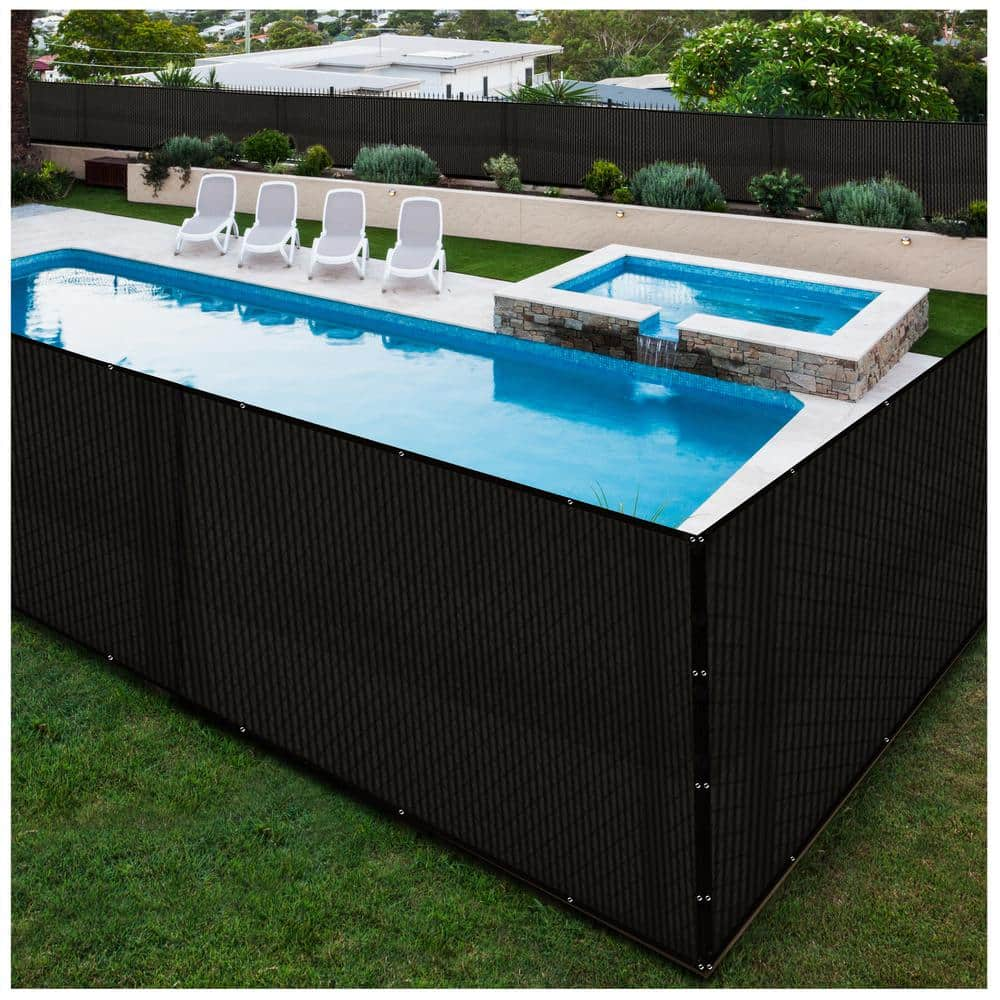 BOEN 5 ft. X 50 ft. Black Privacy Fence Screen Netting Mesh with Reinforced Grommet for Chain link Garden Fence PN-30065