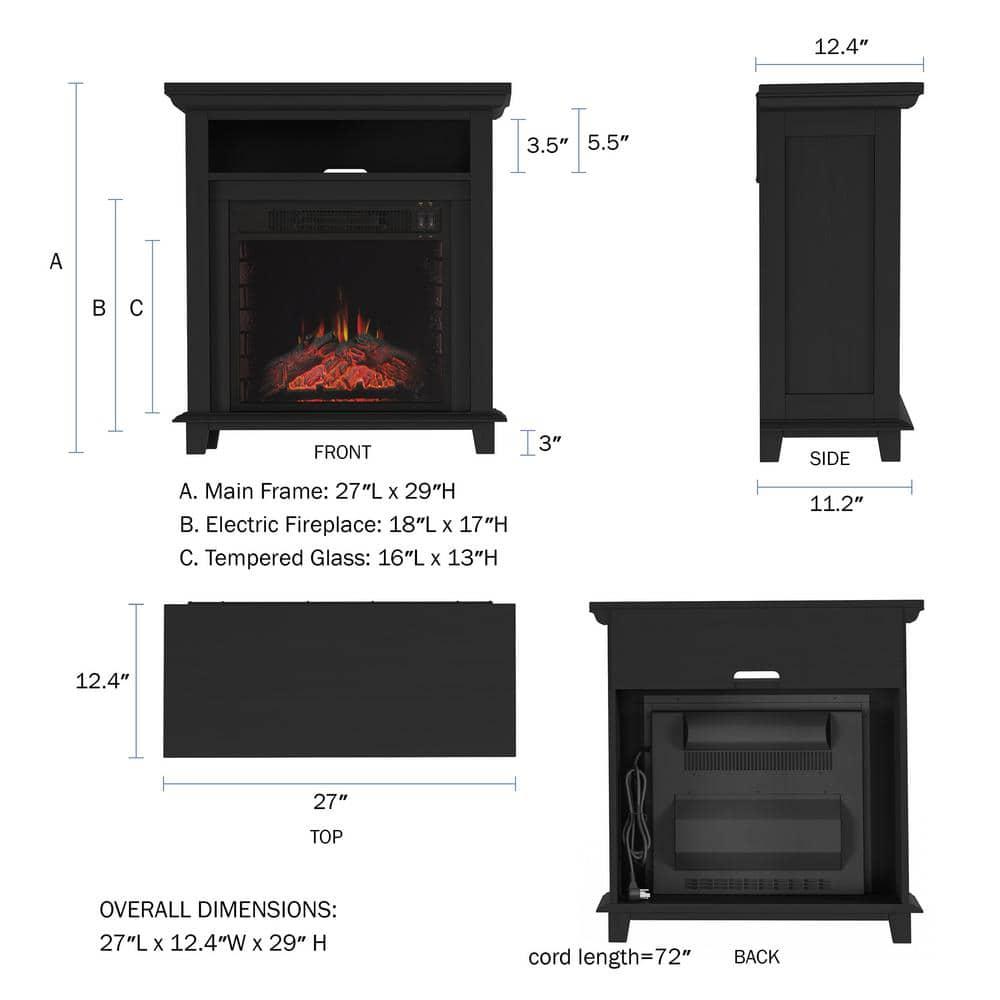 Northwest 32 in Freestanding Electric Fireplace TV Stand in Black