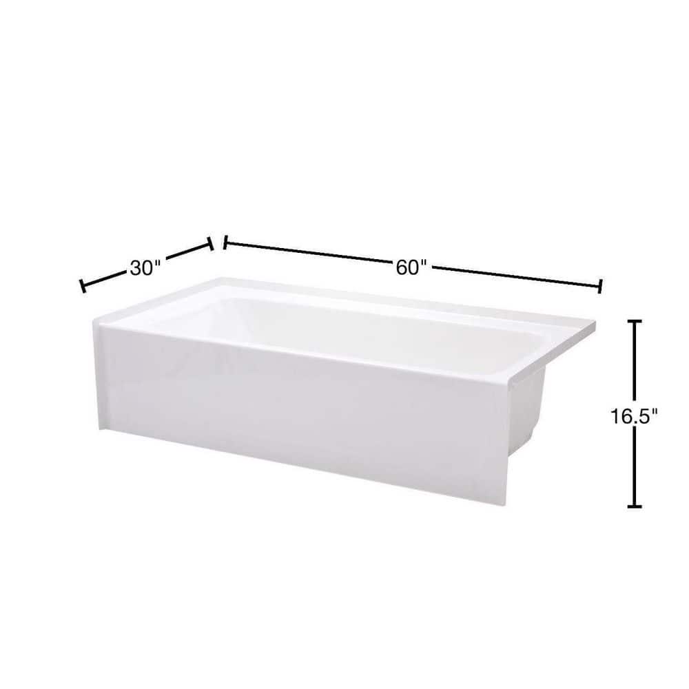 Aquatic Composite 60 in Right Drain Rectangular Alcove Soaking Bathtub in White