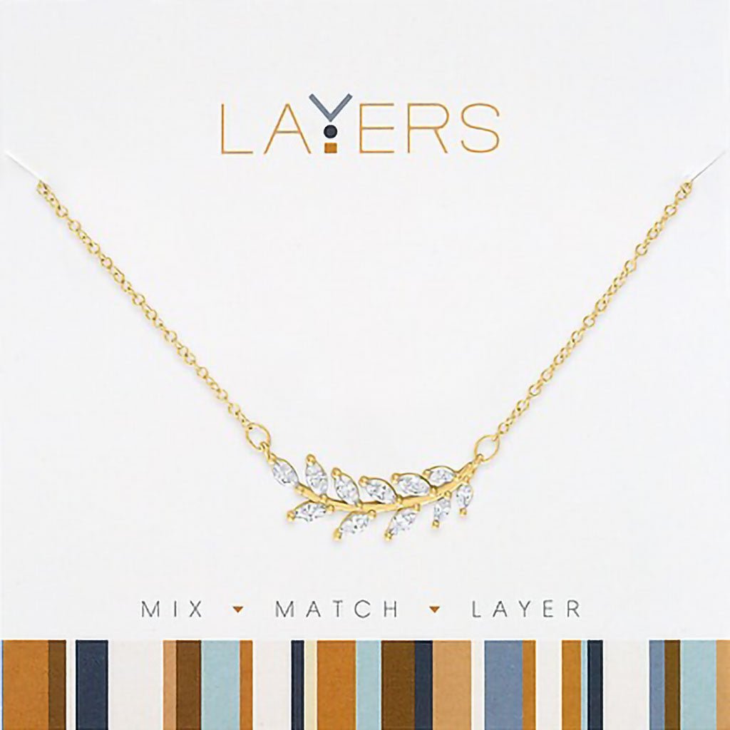 Center Court  Gold CZ Leaf Layers Necklace