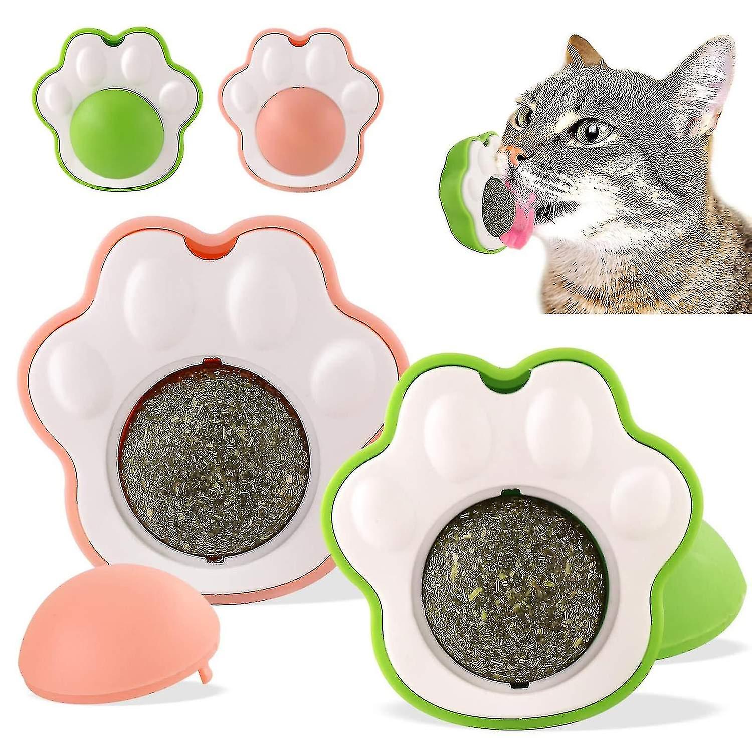 2 Pieces Catnip Ball， Wall-mounted Catnip Ball， Rotating Catnip Toys， Edible Catnip Toys For Cats (c