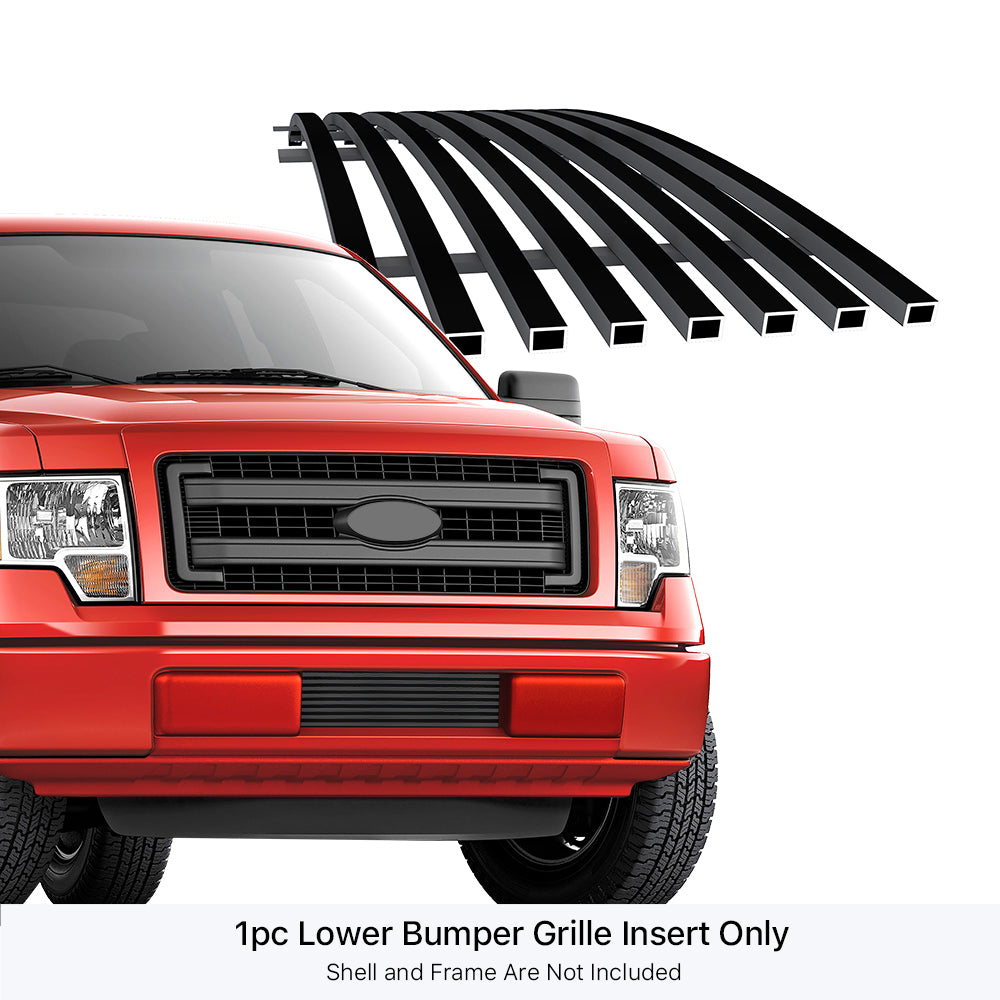 APS Compatible with Ford F-150 2009-2014 Lower Bumper Stainless Steel Black Billet Grille Grill Insert F66789H